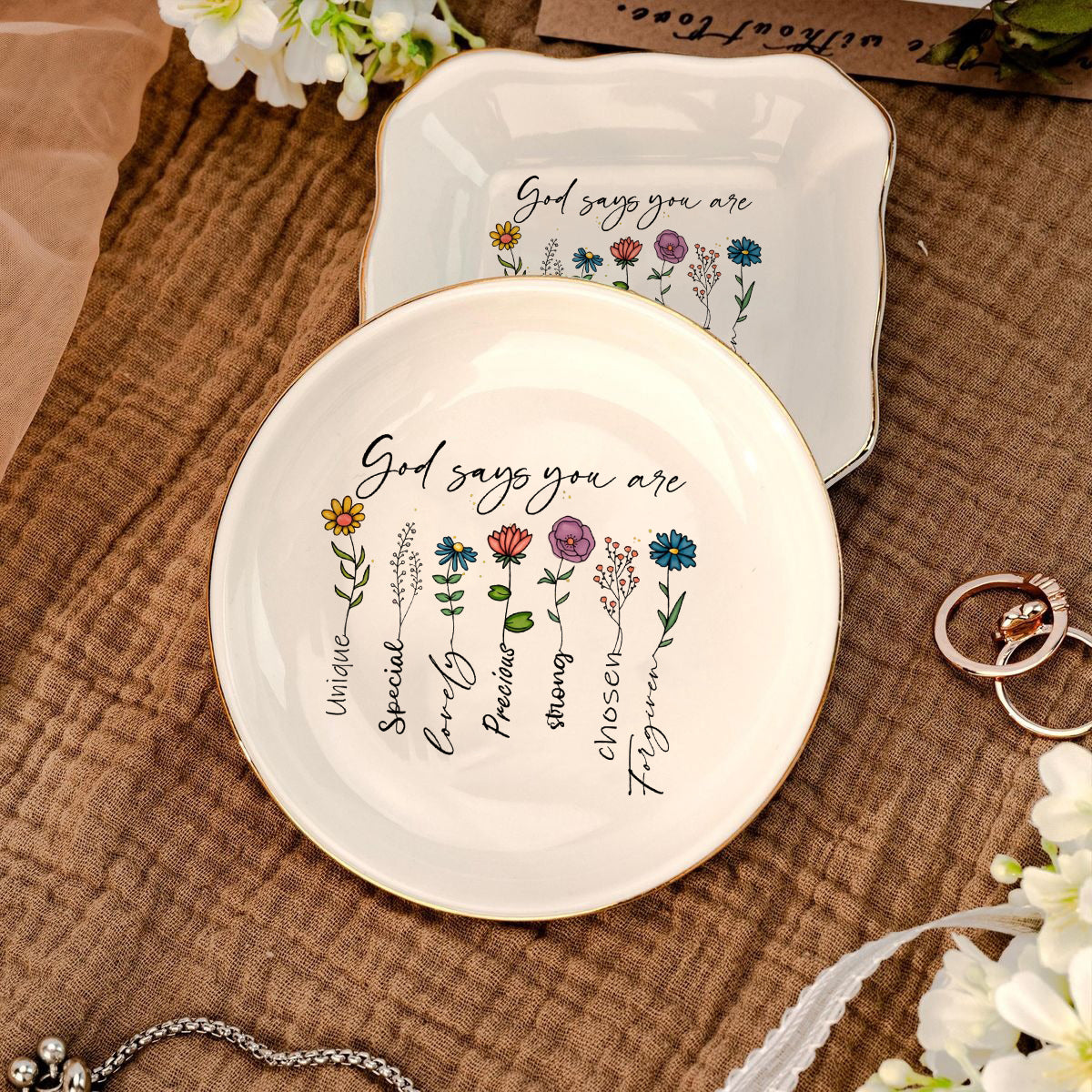 God Says You Are Jewelry Dish, Christian Bible Verse Ring Dish, Inspirational Scripture Tray, Religious Faith Gift, Baptism Confirmation Gift JDLAF10